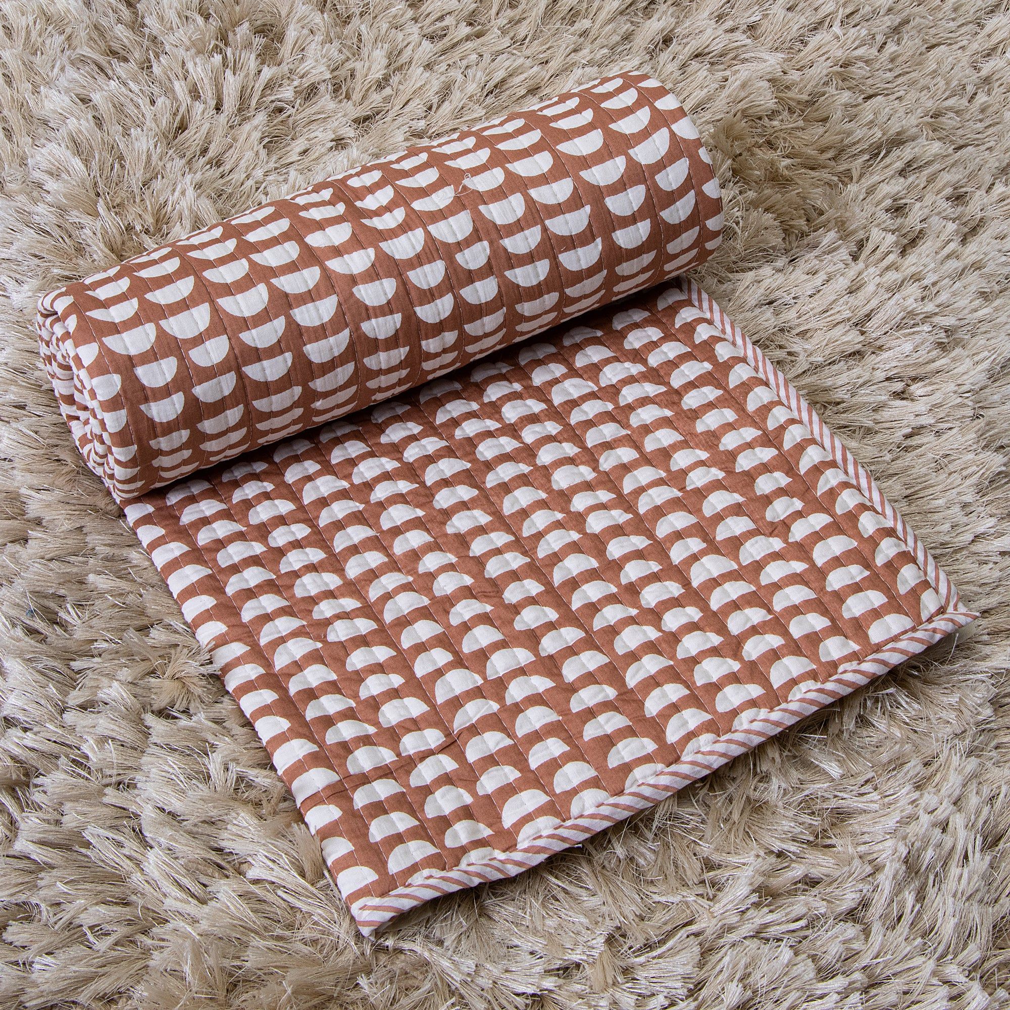 Premium Brown Geometrical Print Cotton Baby Blankets 132